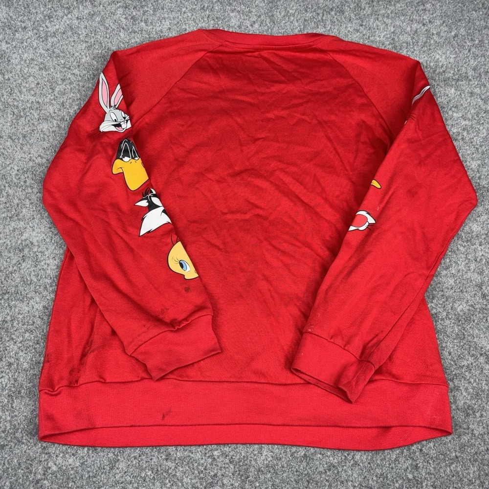 Looney Tunes Sweatshirt Women's Xl Red Pullover Cartoon Bugs Bunny Taz Character - Picture 8 of 10